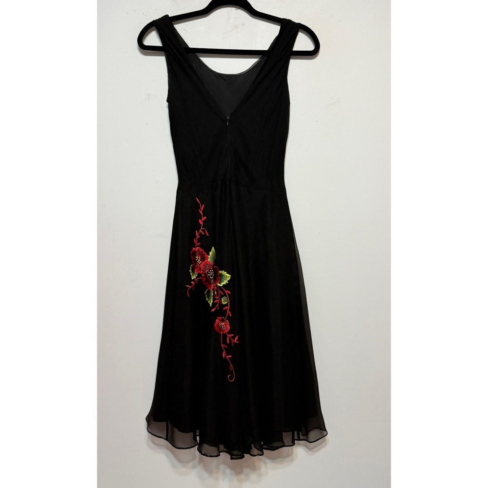 Lapis Whimsigoth 100% Silk Chiffon Midi Dress Women Sz M Fairycore Dark Romantic - Picture 4 of 10